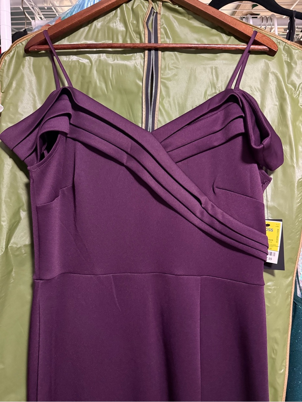 Elegant Purple Off-Shoulder Spaghetti Strap Dress
